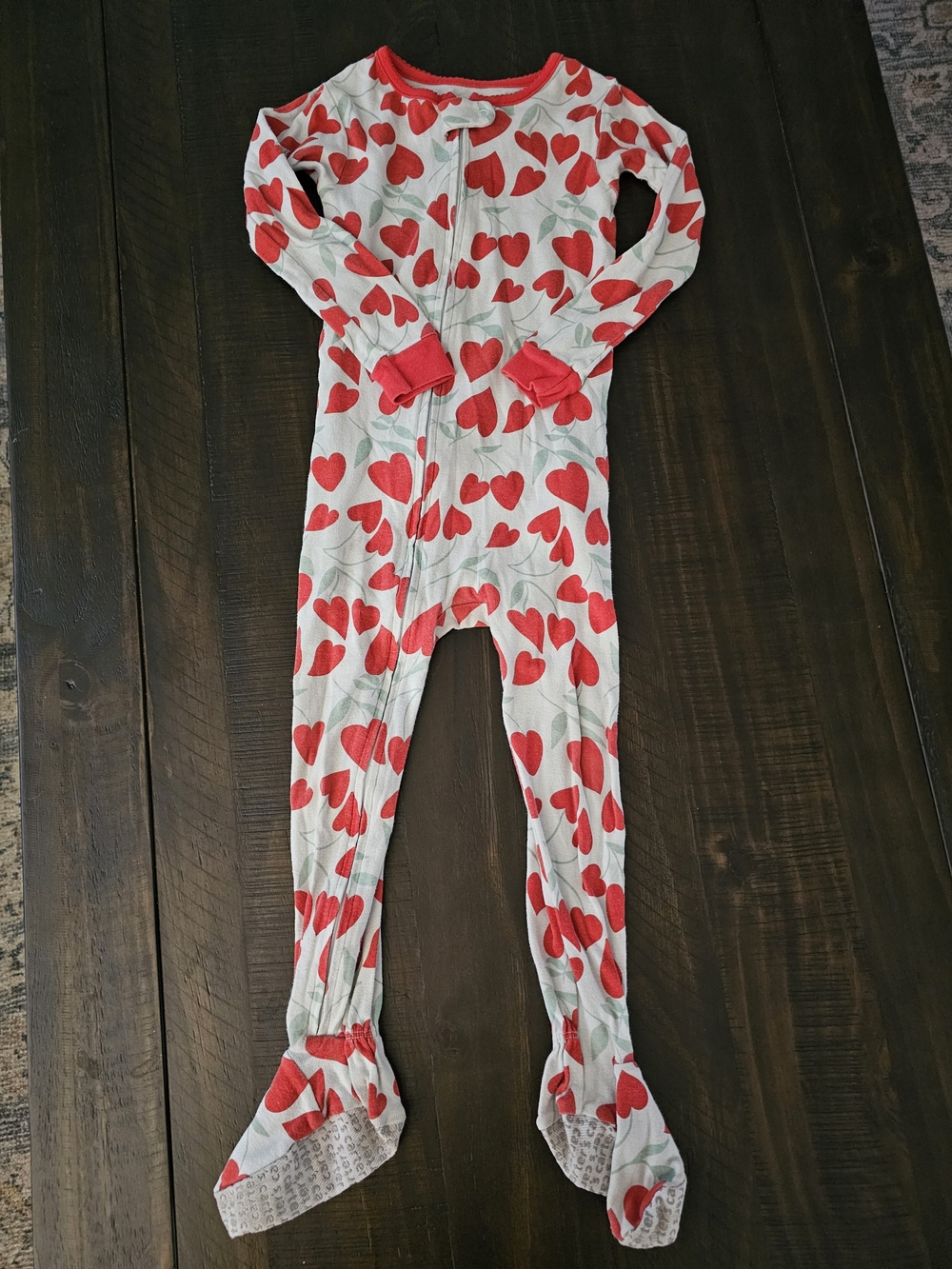 Carter's White Footed Pajama with Red Heart Print